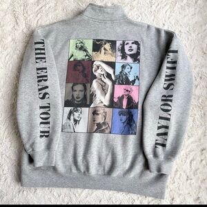 Taylor Swift eras tour 1/4 quarter zip sweatshirt grey quarterzip sweater small